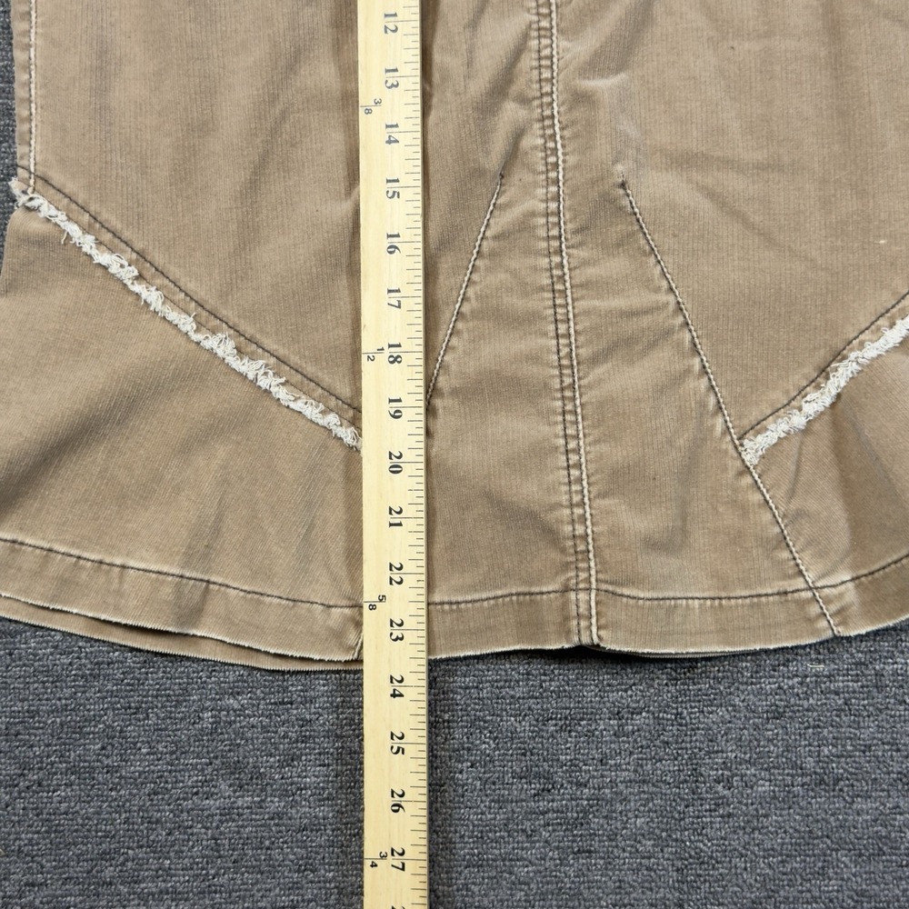 Anthropologie Louie Corduroy Fringe Skirt Tan Stretch Size 8 Peplum Hem Boho - Picture 5 of 10